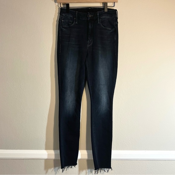 MOTHER Denim - MOTHER High Waisted Jeans Dark Wash Raw Hem